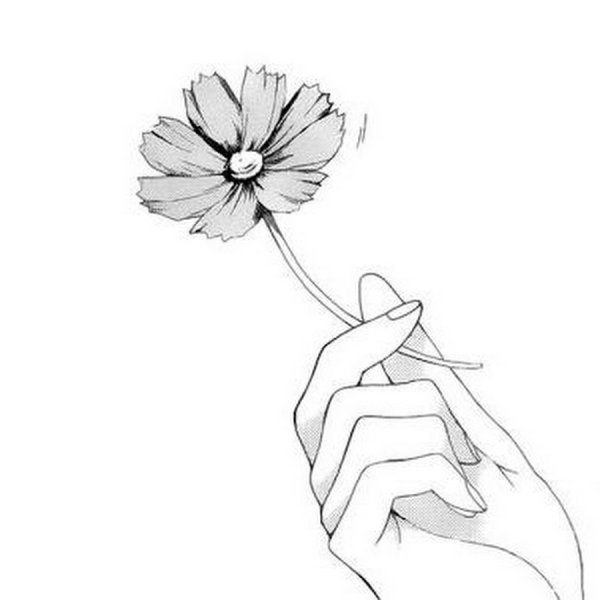 Аниме чб цветы