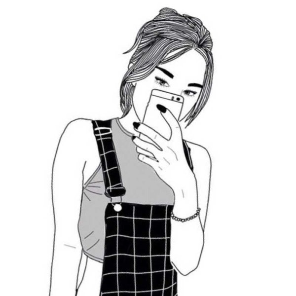 Рисунки для срисовки девочки с телефоном