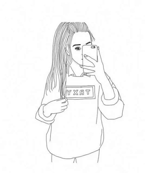 Рисунки для срисовки девушки с айфоном