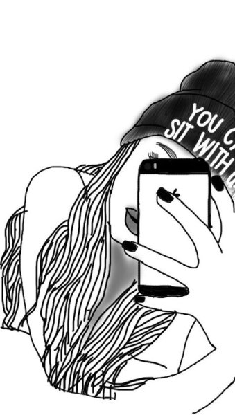 Рисунки для срисовки девушки с телефоном