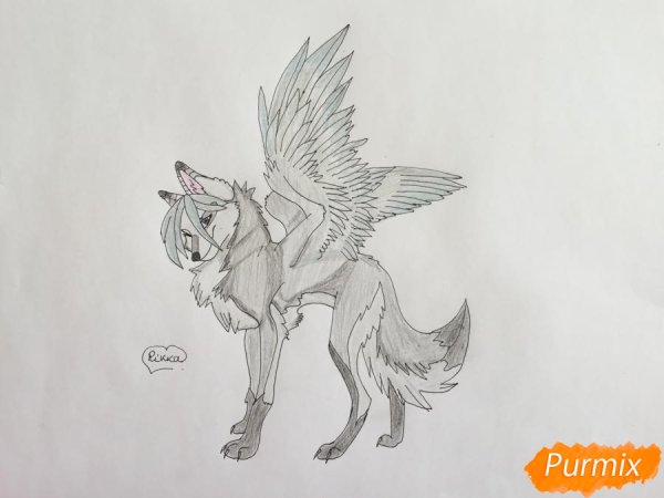 Рисунки карандашом волки с крыльями