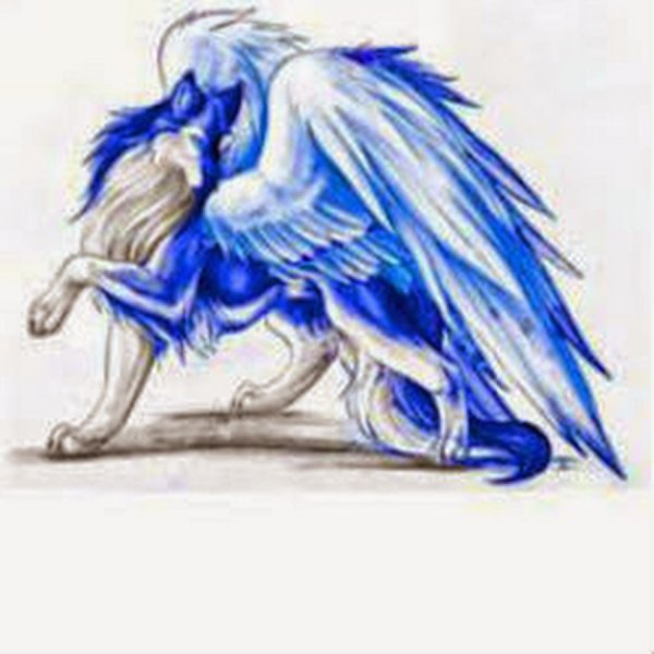 Голубой волк с крыльями