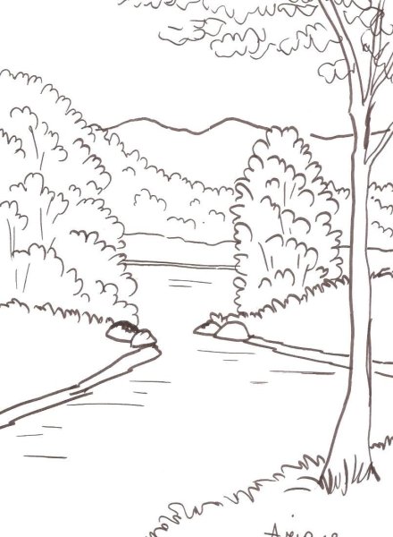 Весенний пейзаж раскраска