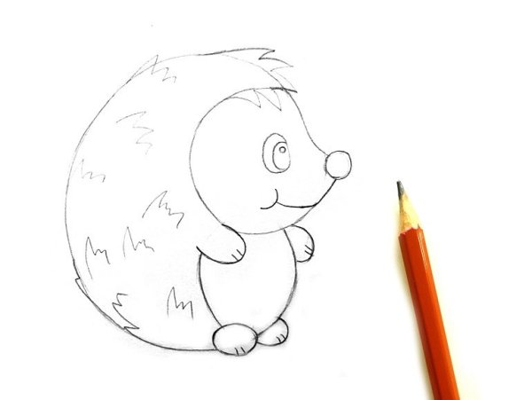 Рисование карандашами Ежик