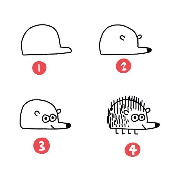 Этапы рисования ежика