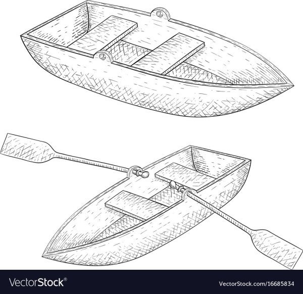 Человек в лодке карандашом