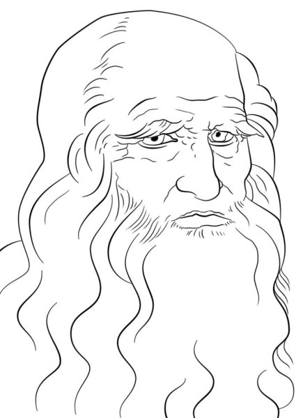 Портрет Леонардо да Винчи карандашом