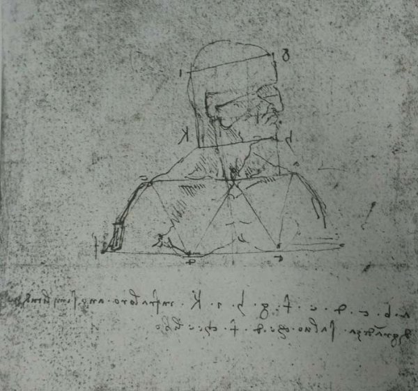 Зарисовка головы человека Леонардо Давинчи