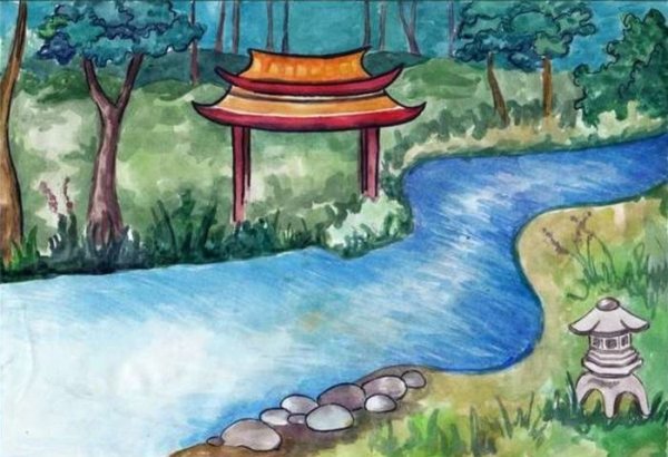 Японский сад изо