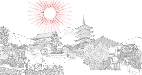 Японская деревня вектор