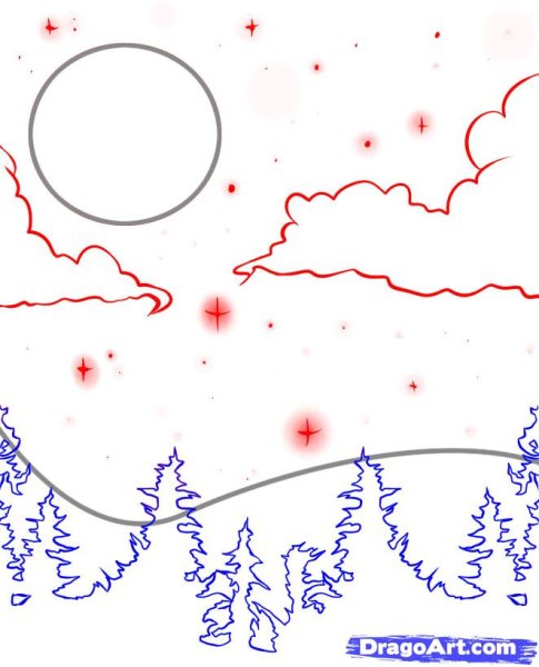 Рисунки ночного неба карандашом