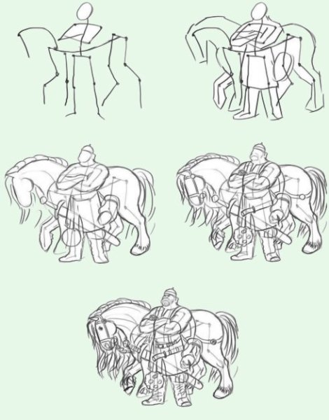 Илья Муромец рисунок пошагово