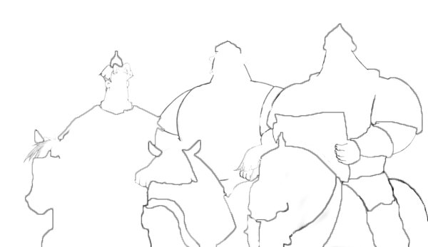 Три богатыря рисунок карандашом