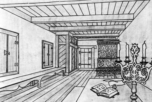 Комната в стиле Барокко карандашом