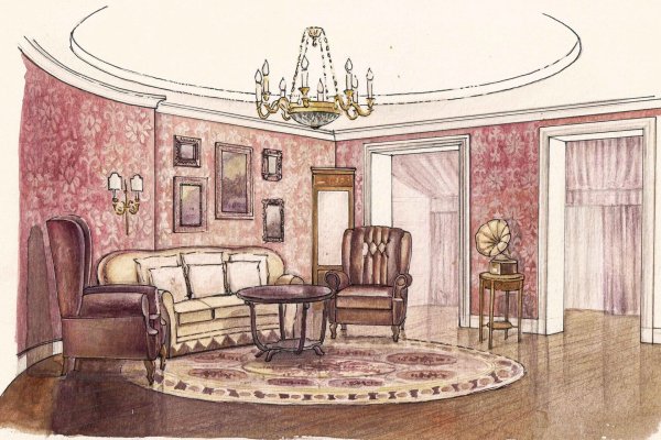 Эскиз интерьера дворянской усадьбы