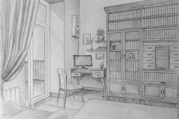 Гостиная в перспективе