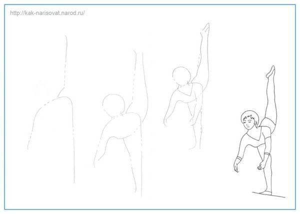 Как нарисовать гимнастку поэтапно