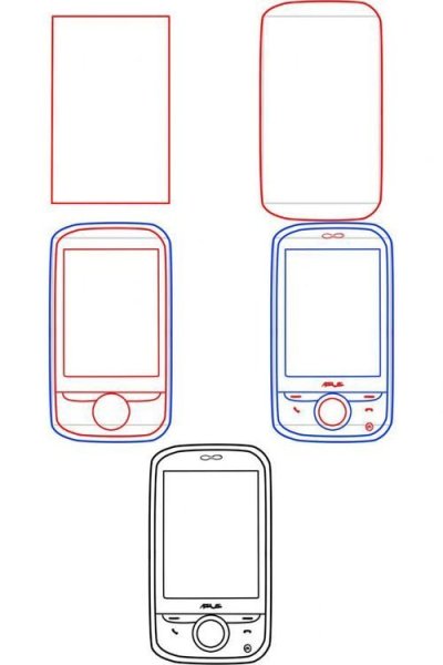 Поэтапное рисование телефона