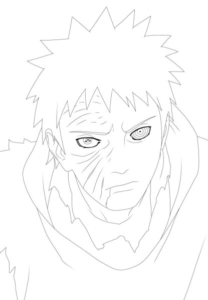 Наруто раскраска Обито без маски