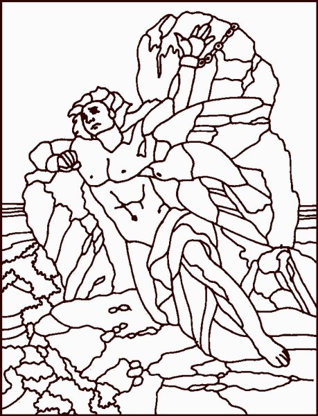 Раскраска Прометей прикованный к скале
