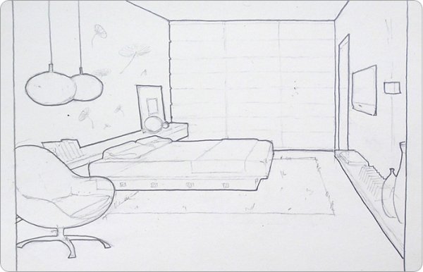 Комната карандашом
