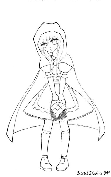 Красная шапочка рисунок карандашом для срисовки