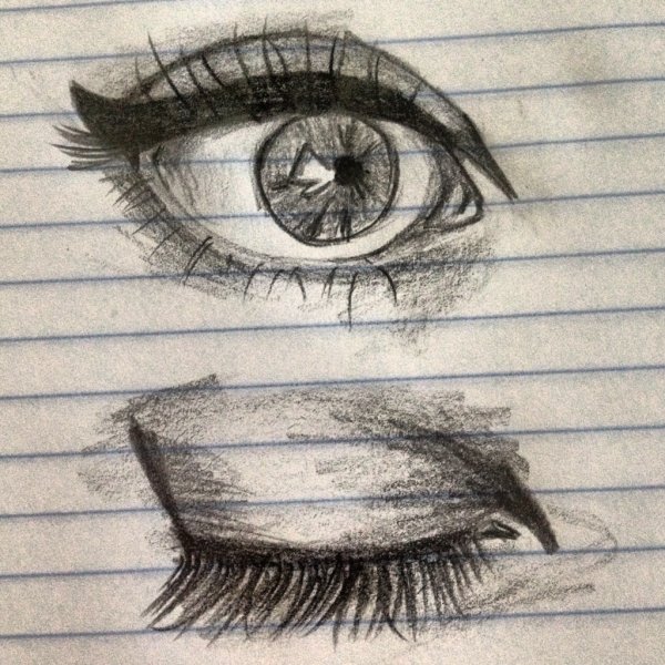 Глаза ручкой в тетради