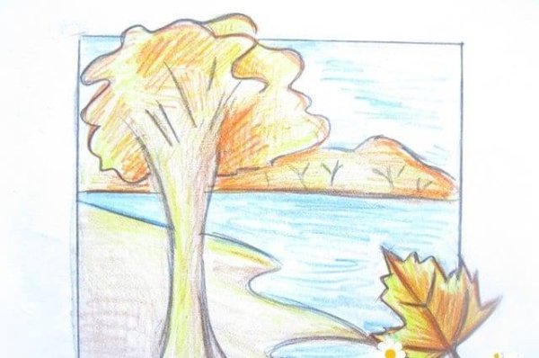 Осенний пейзаж рисунок легкий для срисовки