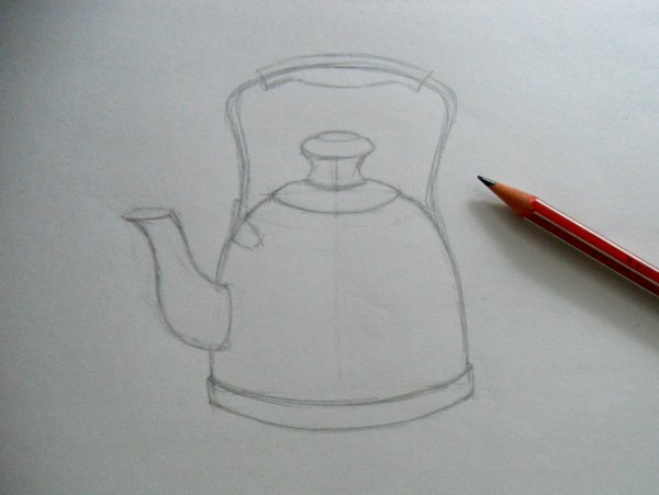 Поэтапное рисование чайника