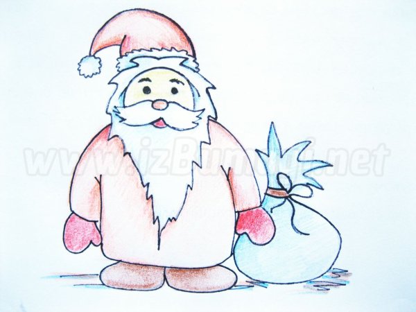 Маленький дед Мороз для срисовки
