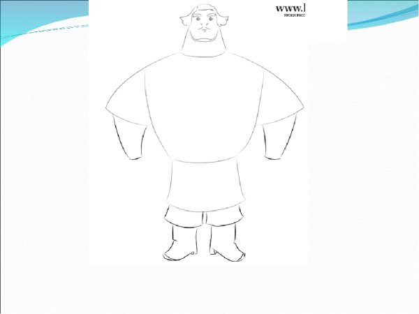 Рисунок богатыря Илья Муромец поэтапно