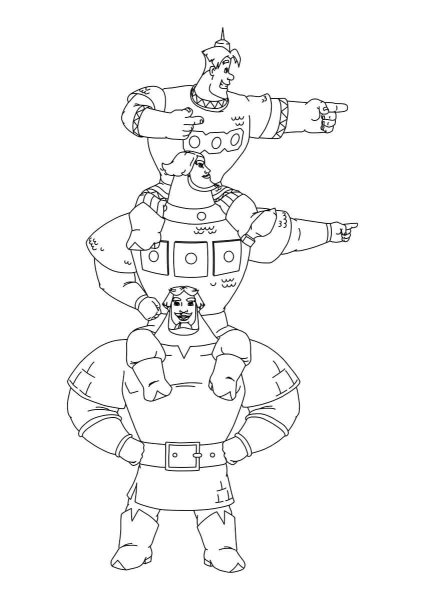 Раскраска три богатыря Илья Муромец