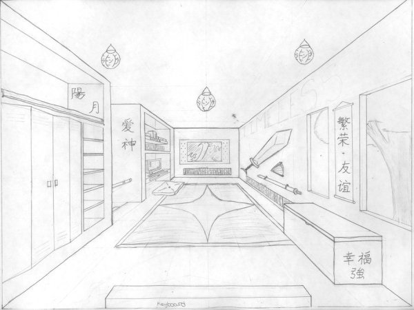 Рисование интерьера комнаты