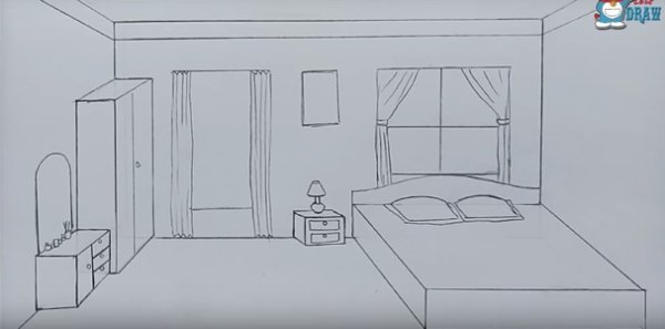 Рисование комнаты с мебелью