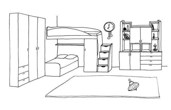 Рисование интерьера комнаты