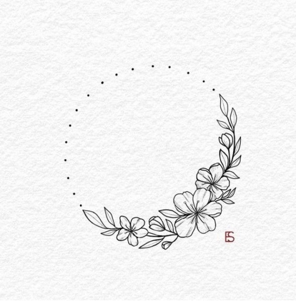 Цветы по кругу эскиз