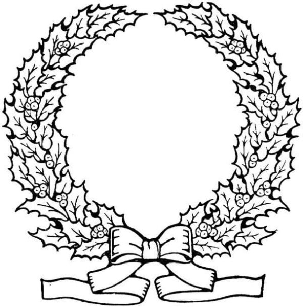 Новогодний венок трафарет