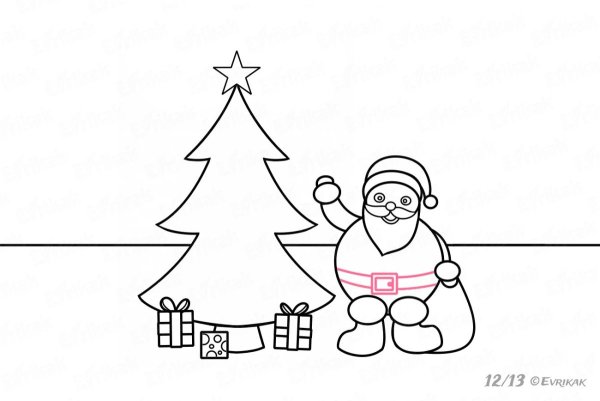 Поэтапное рисование Деда Мороза