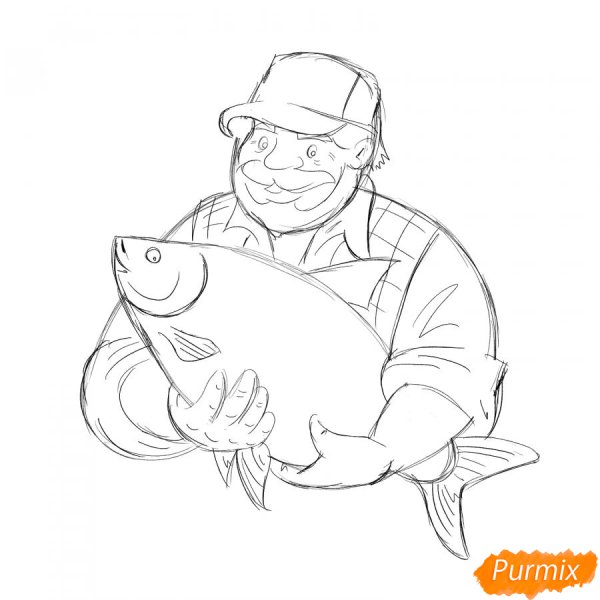 Рыбак рисунок карандашом