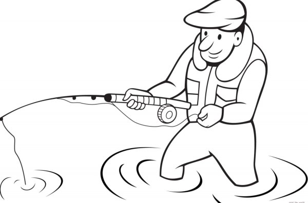 Рыбак раскраска для детей