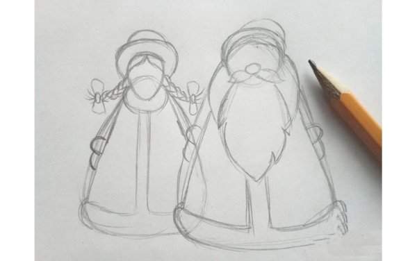 Рисование Деда Мороза и Снегурочки