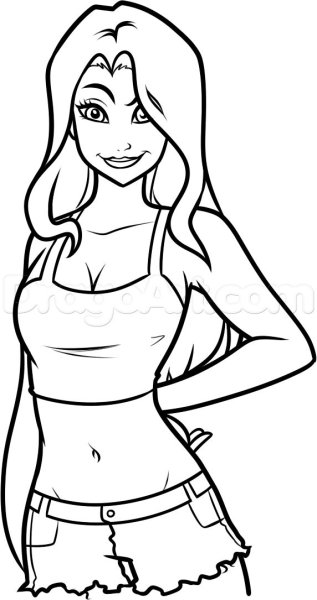 Срисовка девочкр в полный рост