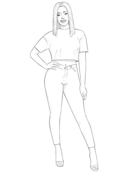 Рисунок девушки карандашом в полный рост