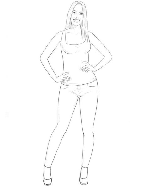 Эскиз человека девушки аниме