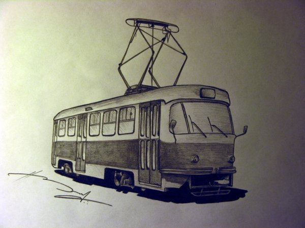 Трамвай рисунок