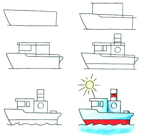 Поэтапное рисование транспорта