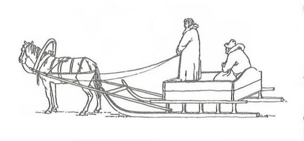 Лошадь с санями раскраска