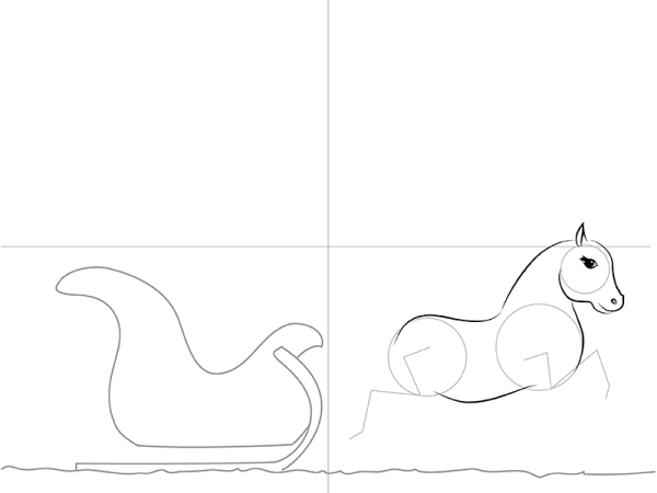 Новогодние сани рисунок поэтапно