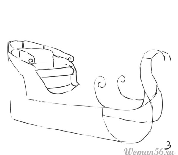 Санки Деда Мороза карандашом