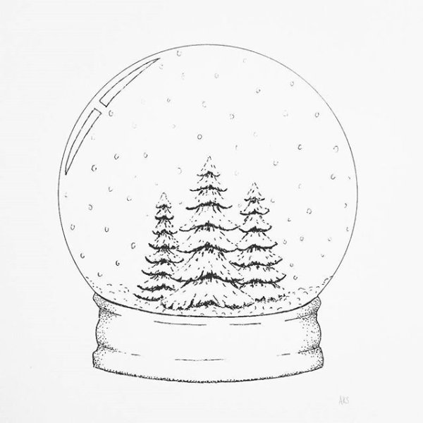 Рисование снежный шар